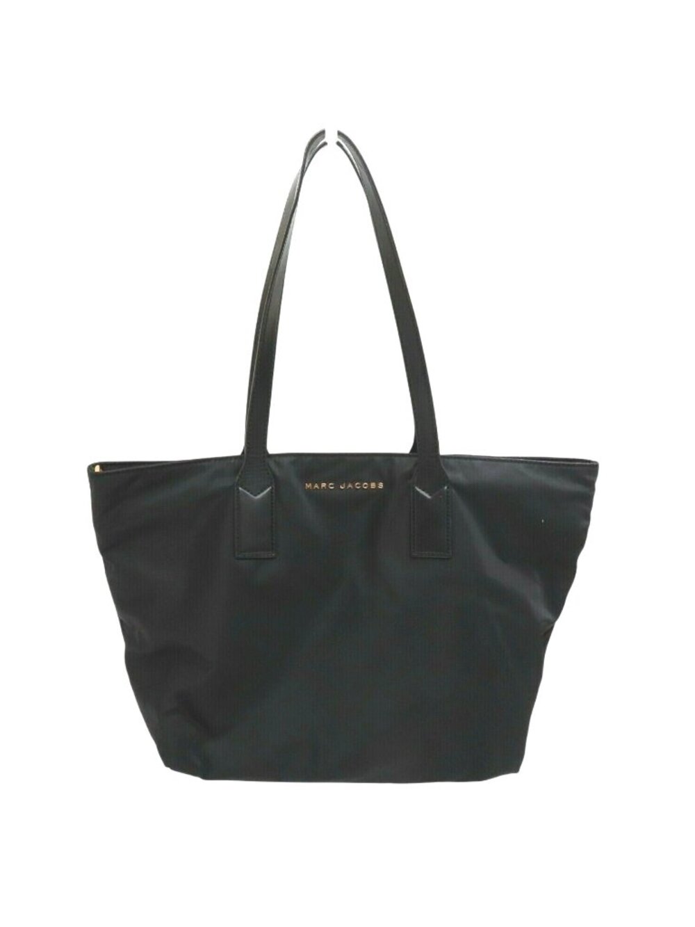 Marc Jacobs Solid Black Gold Hardware Zipper Shopper Purse Handbag Tote Bag